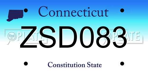 ZSD083 Connecticut License Plate