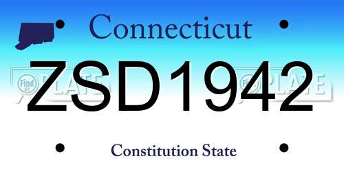ZSD1942 Connecticut License Plate