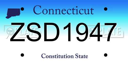 ZSD1947 Connecticut License Plate