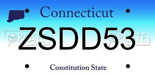 ZSDD53 Connecticut License Plate