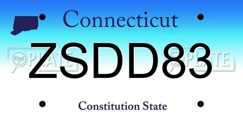 ZSDD83 Connecticut License Plate