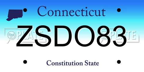 ZSDO83 Connecticut License Plate
