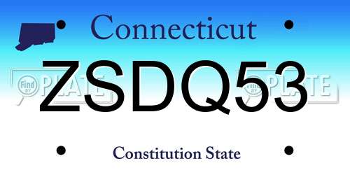 ZSDQ53 Connecticut License Plate