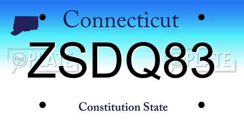 ZSDQ83 Connecticut License Plate