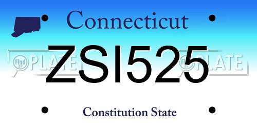 ZSI525 Connecticut License Plate