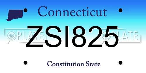ZSI825 Connecticut License Plate