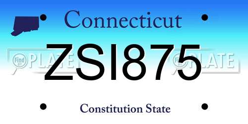ZSI875 Connecticut License Plate
