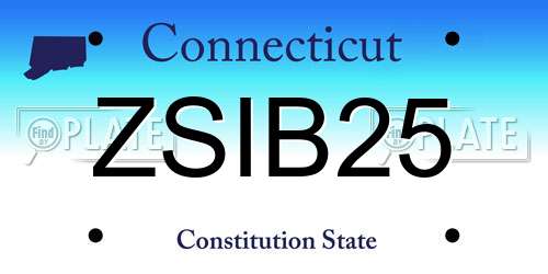 ZSIB25 Connecticut License Plate