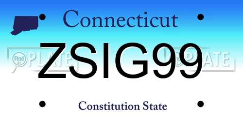 ZSIG99 Connecticut License Plate