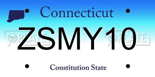 ZSMY10 Connecticut License Plate