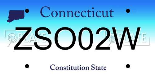 ZSO02W Connecticut License Plate