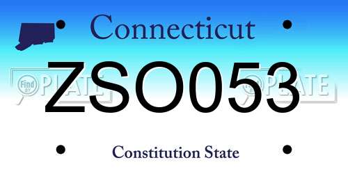 ZSO053 Connecticut License Plate