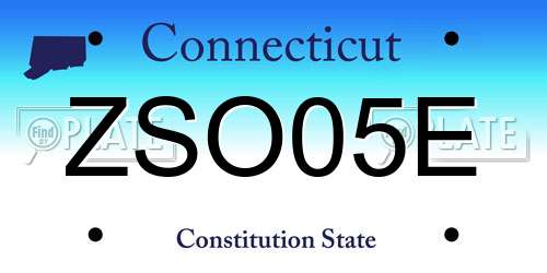 ZSO05E Connecticut License Plate