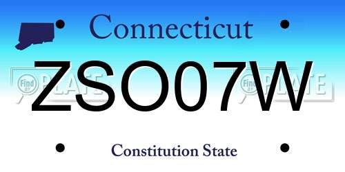 ZSO07W Connecticut License Plate