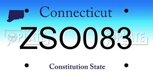 ZSO083 Connecticut License Plate