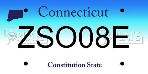 ZSO08E Connecticut License Plate