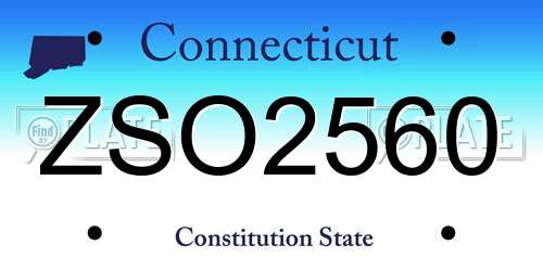 ZSO2560 Connecticut License Plate
