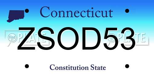 ZSOD53 Connecticut License Plate