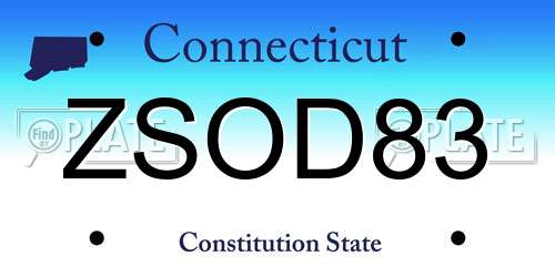 ZSOD83 Connecticut License Plate