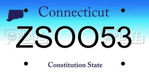 ZSOO53 Connecticut License Plate
