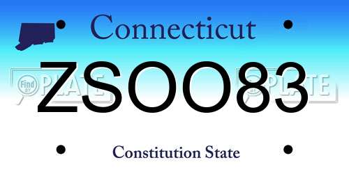 ZSOO83 Connecticut License Plate