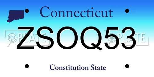 ZSOQ53 Connecticut License Plate
