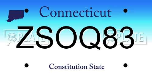 ZSOQ83 Connecticut License Plate