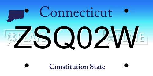ZSQ02W Connecticut License Plate
