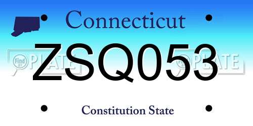 ZSQ053 Connecticut License Plate