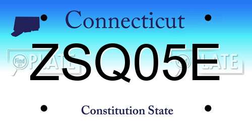ZSQ05E Connecticut License Plate