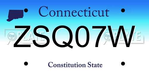 ZSQ07W Connecticut License Plate