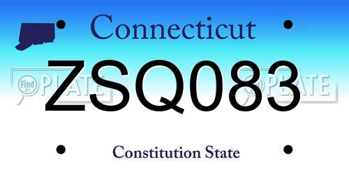ZSQ083 Connecticut License Plate