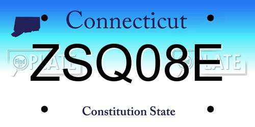 ZSQ08E Connecticut License Plate
