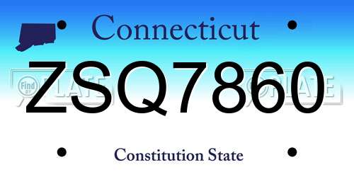 ZSQ7860 Connecticut License Plate