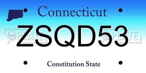 ZSQD53 Connecticut License Plate