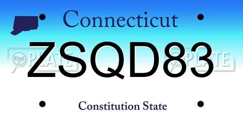 ZSQD83 Connecticut License Plate