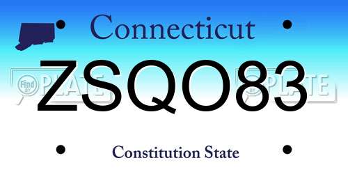 ZSQO83 Connecticut License Plate