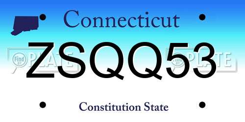 ZSQQ53 Connecticut License Plate