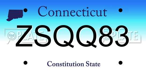 ZSQQ83 Connecticut License Plate