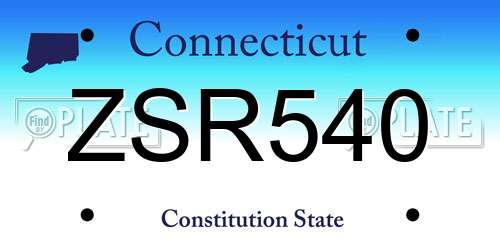 ZSR540 Connecticut License Plate