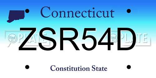 ZSR54D Connecticut License Plate