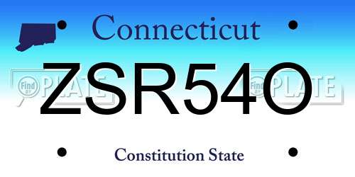 ZSR54O Connecticut License Plate