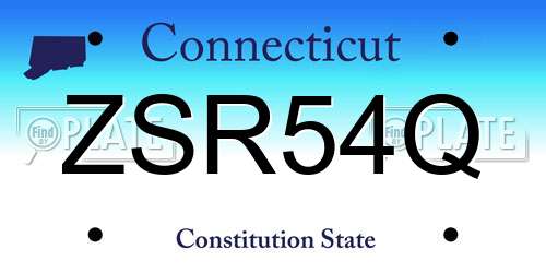 ZSR54Q Connecticut License Plate