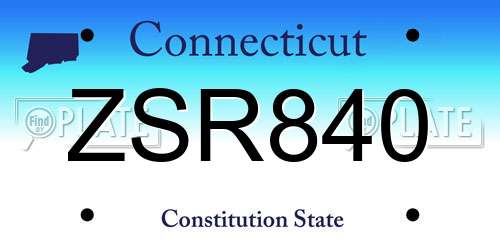 ZSR840 Connecticut License Plate