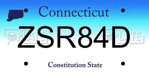 ZSR84D Connecticut License Plate