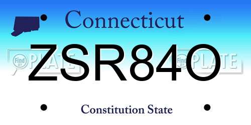 ZSR84O Connecticut License Plate