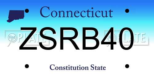 ZSRB40 Connecticut License Plate