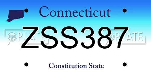ZSS387 Connecticut License Plate