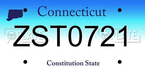 ZST0721 Connecticut License Plate