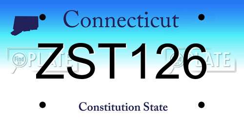 ZST126 Connecticut License Plate